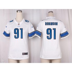Women Nike Detroit Lions #91 A'Shawn Robinson Game White NFL Jersey