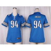 Women Nike Detroit Lions #94 Ziggy Ansah Game Light Blue Team Color NFL Jersey