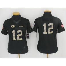 Women Nike Green Bay Packers #12 Aaron Rodgers Anthracite 2016 Salute to Service NFL Jersey