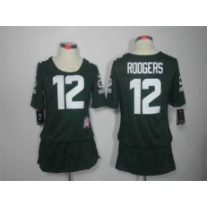 Women Nike Green Bay Packers #12 Aaron Rodgers Breast Cancer Awareness Green NFL Jersey