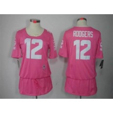 Women Nike Green Bay Packers #12 Aaron Rodgers Breast Cancer Awareness Pink NFL Jersey