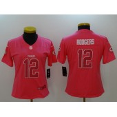 Women Nike Green Bay Packers #12 Aaron Rodgers Pink NFL Limited  Jersey