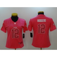 Women Nike Green Bay Packers #12 Aaron Rodgers Pink NFL Limited  Jersey