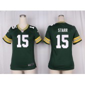 Women Nike Green Bay Packers #15 Bart Starr Game Green Team Color NFL Jersey