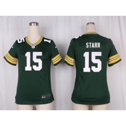 Women Nike Green Bay Packers #15 Bart Starr Game Green Team Color NFL Jersey