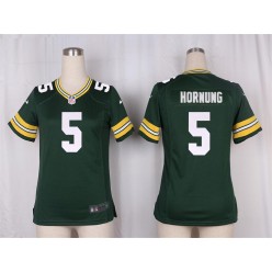 Women Nike Green Bay Packers #5 Paul Hornung Game Green Team Color NFL Jersey
