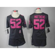 Women Nike Green Bay Packers #52 Clay Matthews Breast Cancer Awareness Gray NFL Jersey