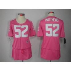 Women Nike Green Bay Packers #52 Clay Matthews Breast Cancer Awareness Pink NFL Jersey