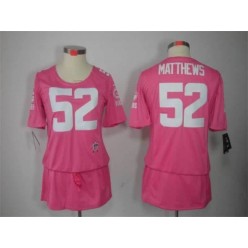 Women Nike Green Bay Packers #52 Clay Matthews Breast Cancer Awareness Pink NFL Jersey