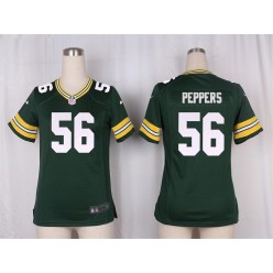 Women Nike Green Bay Packers #56 Julius Peppers Game Green Team Color NFL Jersey