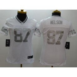 Women Nike Green Bay Packers #87 Jordy Nelson Platinum White Limited NFL Jersey