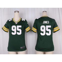 Women Nike Green Bay Packers #95 Datone Jones Game Green Team Color NFL Jersey