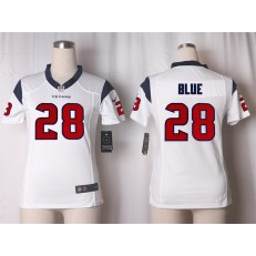 Women Nike Houston Texans #28 Alfred Blue Game White NFL Jersey