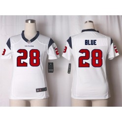 Women Nike Houston Texans #28 Alfred Blue Game White NFL Jersey