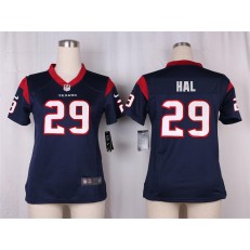 Women Nike Houston Texans #29 Andre Hal Game Navy Blue Team Color NFL Jersey