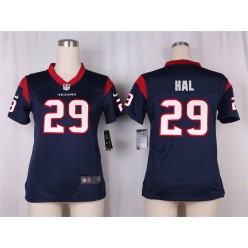 Women Nike Houston Texans #29 Andre Hal Game Navy Blue Team Color NFL Jersey