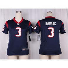 Women Nike Houston Texans #3 Tom Savage Game Navy Blue Team Color NFL Jersey