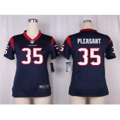 Women Nike Houston Texans #35 Pleasant Game Navy Blue Team Color NFL Jersey