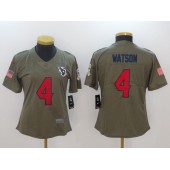 Women Nike Houston Texans #4 Deshaun Watson Olive 2017 Salute To Service Limited NFL Jersey