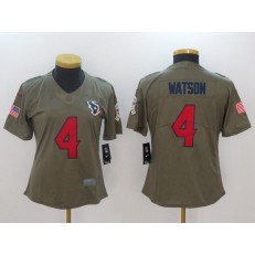 Women Nike Houston Texans #4 Deshaun Watson Olive 2017 Salute To Service Limited NFL Jersey