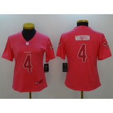 Women Nike Houston Texans #4 Deshaun Watson Pink Stitched NFL Limited Jersey