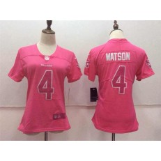 Women Nike Houston Texans #4 Deshaun Watson Pink Stitched NFL Limited Rush Fashion Jersey