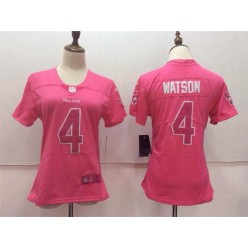 Women Nike Houston Texans #4 Deshaun Watson Pink Stitched NFL Limited Rush Fashion Jersey