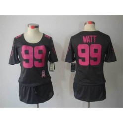 Women Nike Houston Texans #99 J.J. Watt Breast Cancer Awareness Gray NFL Jersey