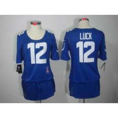 Women Nike Indianapolis Colts #12 Andrew Luck Breast Cancer Awareness Blue NFL Jersey