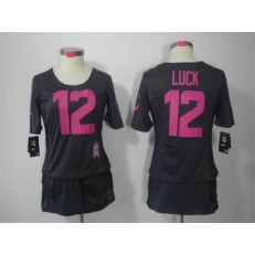 Women Nike Indianapolis Colts #12 Andrew Luck Breast Cancer Awareness Gray NFL Jersey