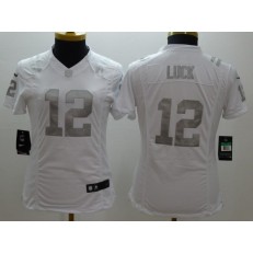 Women Nike Indianapolis Colts #12 Andrew Luck White Platinum NFL Jersey