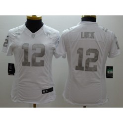 Women Nike Indianapolis Colts #12 Andrew Luck White Platinum NFL Jersey