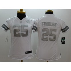 Women Nike Kansas City Chiefs #25 Jamaal Charles Platinum White Limited NFL Jersey
