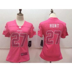 Women Nike Kansas City Chiefs #27 Kareem Hunt Pink Stitched NFL Limited Rush Fashion Jersey