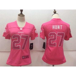 Women Nike Kansas City Chiefs #27 Kareem Hunt Pink Stitched NFL Limited Rush Fashion Jersey
