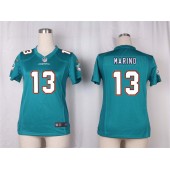 Women Nike Miami Dolphins #13 Dan Marino Game Aqua Green Team Color NFL Jersey