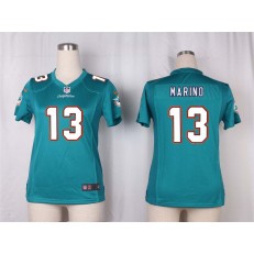 Women Nike Miami Dolphins #13 Dan Marino Game Aqua Green Team Color NFL Jersey