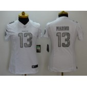 Women Nike Miami Dolphins #13 Dan Marino White Platinum Retired Player NFL Limited Jersey