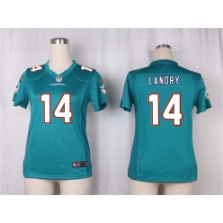 Women Nike Miami Dolphins #14 Jarvis Landry Game Aqua Green Team Color NFL Jersey
