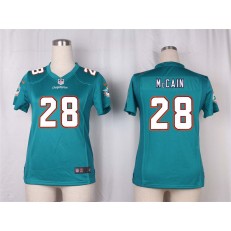 Women Nike Miami Dolphins #28 McCain Game Aqua Green Team Color NFL Jersey
