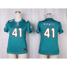 Women Nike Miami Dolphins #41 Byron Maxwell Game Aqua Green Team Color NFL Jersey