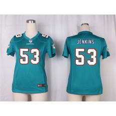 Women Nike Miami Dolphins #53 Jelani Jenkins Game Aqua Green Team Color NFL Jersey
