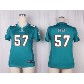 Women Nike Miami Dolphins #57 Gray Game Aqua Green Team Color NFL Jersey