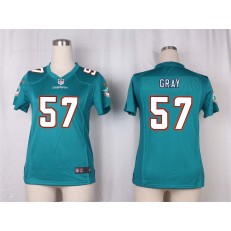 Women Nike Miami Dolphins #57 Gray Game Aqua Green Team Color NFL Jersey