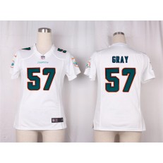 Women Nike Miami Dolphins #57 Gray Game White NFL Jersey