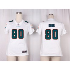 Women Nike Miami Dolphins #80 Dion Sims Game White NFL Jersey