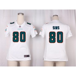 Women Nike Miami Dolphins #80 Dion Sims Game White NFL Jersey
