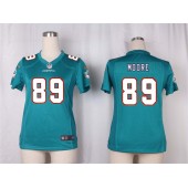 Women Nike Miami Dolphins #89 Nat Moore Game Aqua Green Team Color NFL Jersey