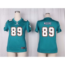 Women Nike Miami Dolphins #89 Nat Moore Game Aqua Green Team Color NFL Jersey