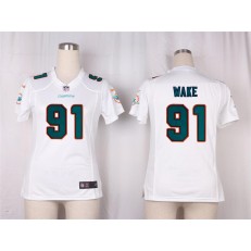 Women Nike Miami Dolphins #91 Cameron Wake Game White NFL Jersey